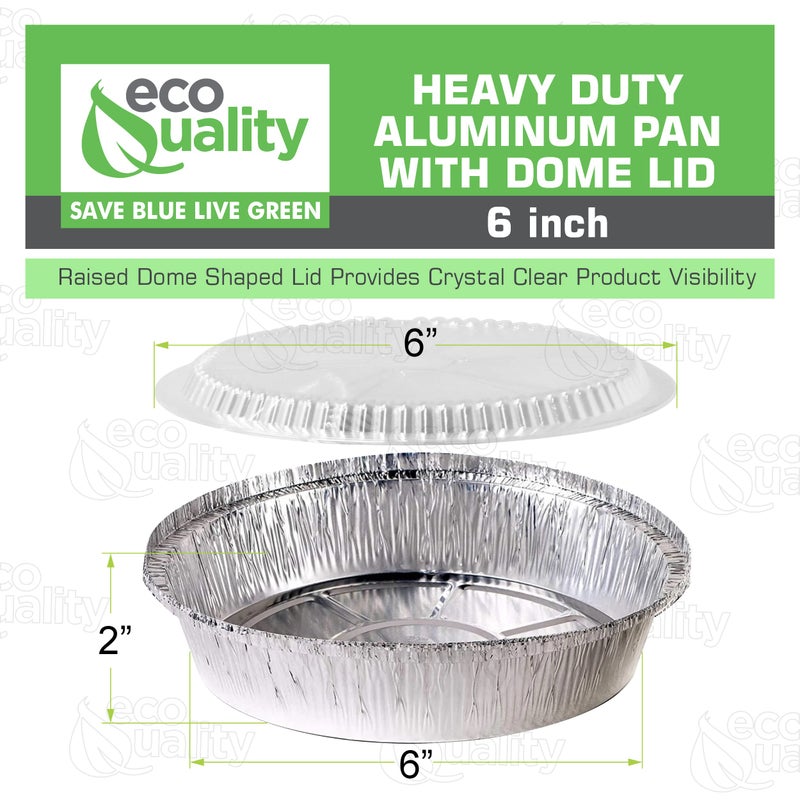 EcoQuality [50 Pack - 6 Inch Disposable Round Aluminum Foil Take-Out Pans with Plastic Lids Set - Disposable Tin Containers, Perfect for Baking, Cooking, Catering, Cake Pans, Parties, Restaurants - Image 2